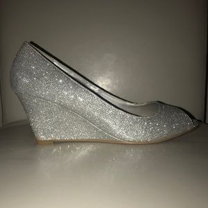 Silver wedge heels
